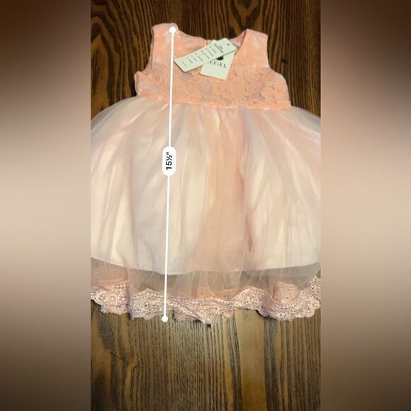 Iefiel 3 month 65 infant tulle lace layered dress pink bow NWT christening - Picture 9 of 11